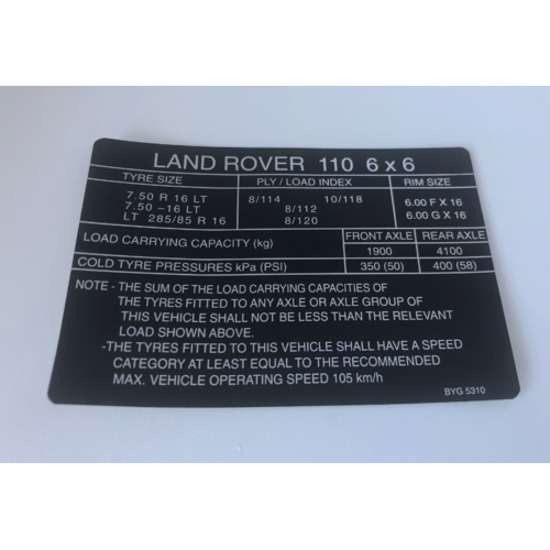 Land Rover Perentie 6x6 Tyre Date Decal